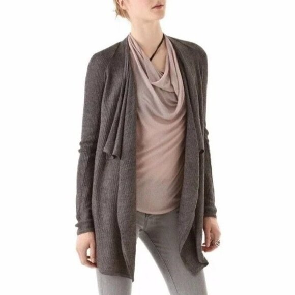 Helmut Lang Draped Cardigan Size Small Sweater Alpaca Silk Blend Gray Brown - Picture 1 of 9